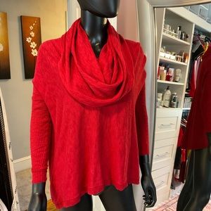 Red cowl neck top